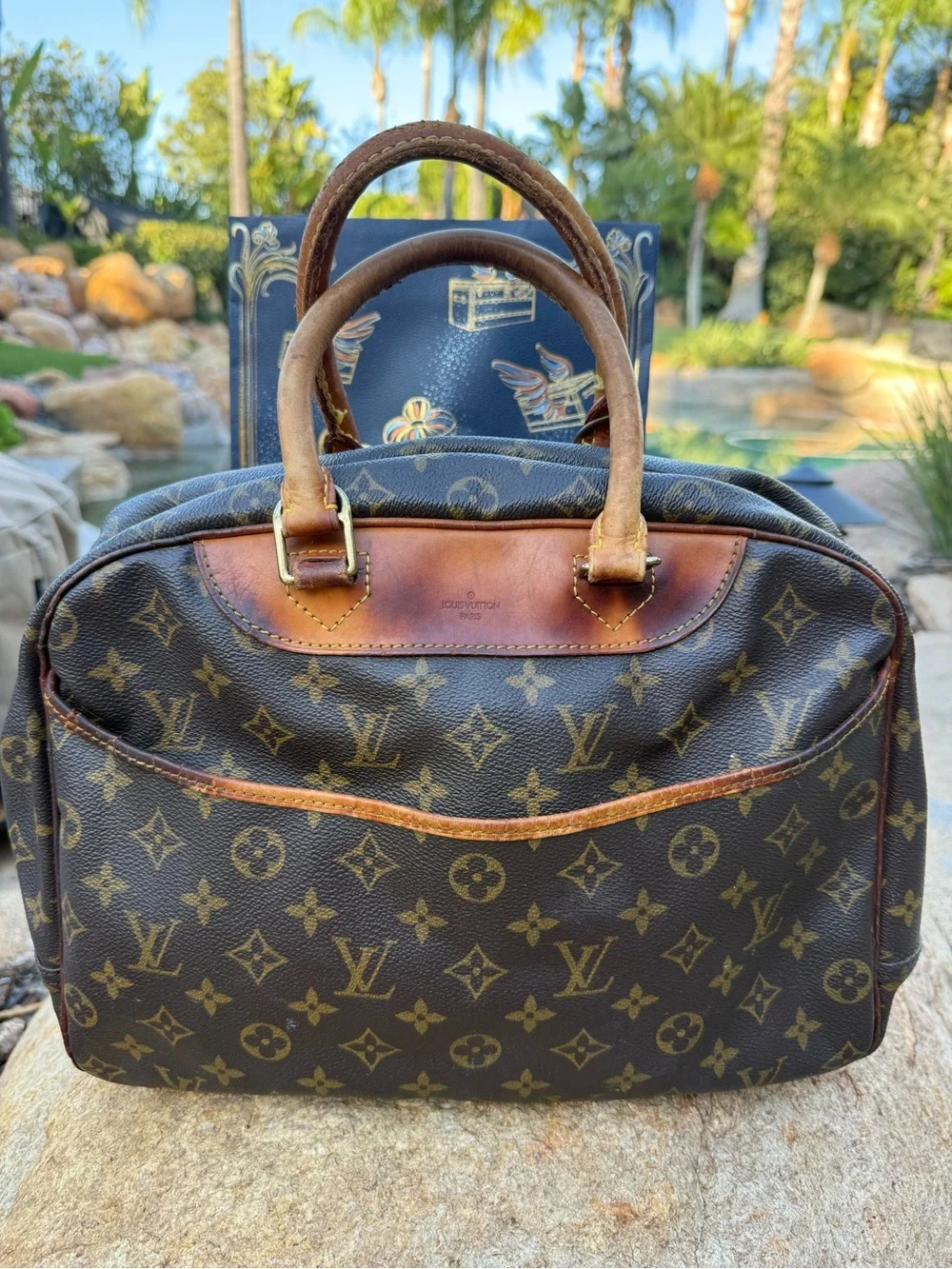 Louis Vuitton vintage Brown toiletry travel  Deauville bag with Vachetta trim